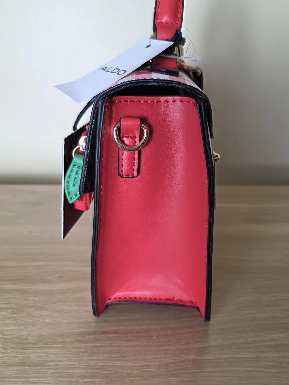 Aldo Red Gingham Strawberry Coin Purse Top-Handle Bag
